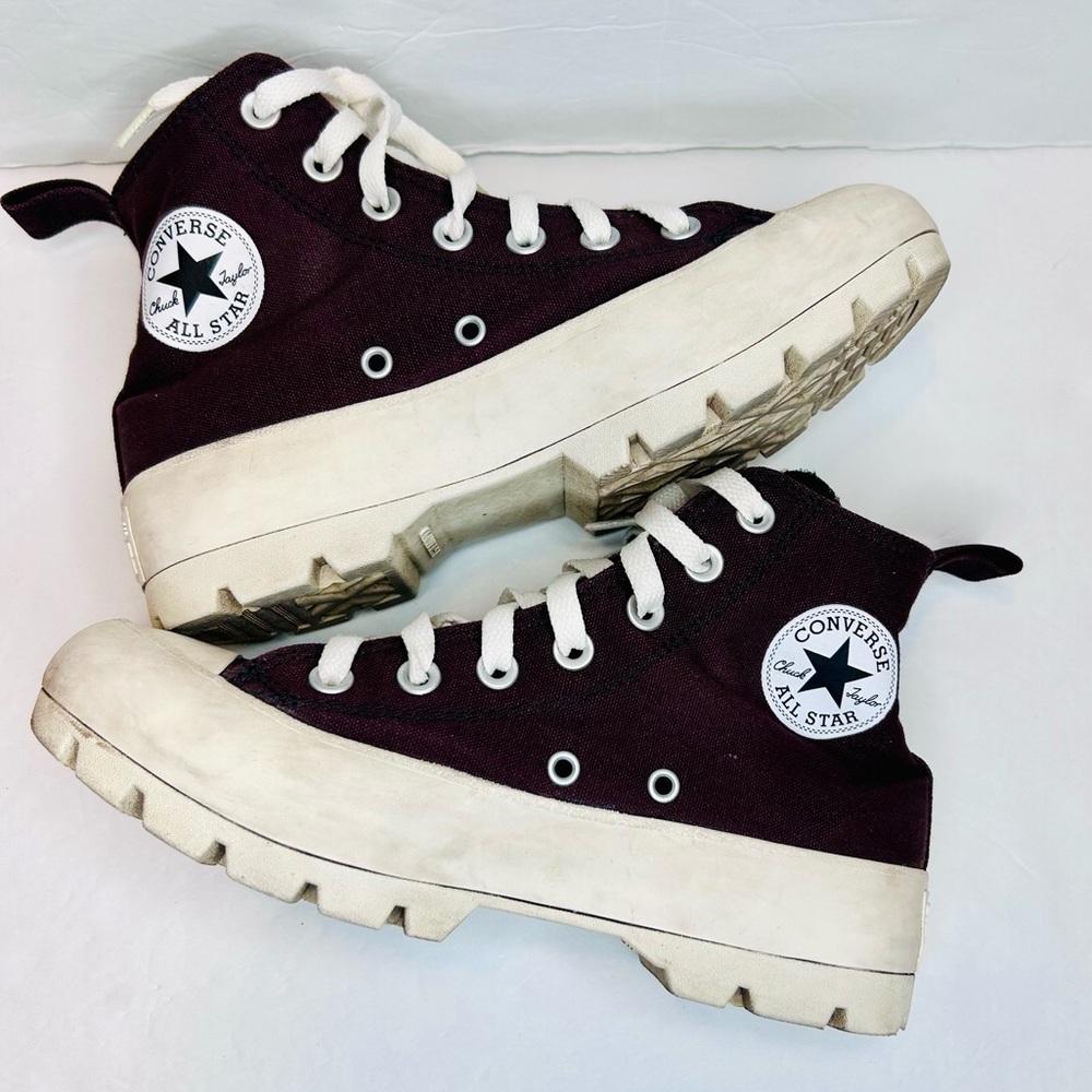 Converse kids High-Top Platform Sneakers Brown and White Shoes Size 6